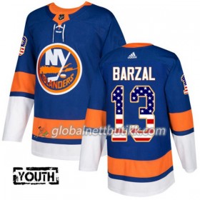 New York Islanders Hockeydrakt Mathew Barzal 13 2017-2018 USA Flag Fashion Blå Adidas Authentic - Barn